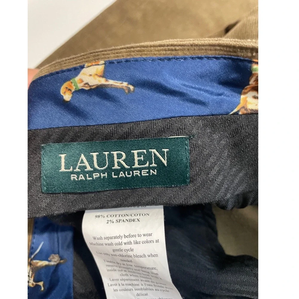 Lauren Ralph Lauren Mens Corduroy Pants Olive Brown Stretch‎ Straight 40W x 30L